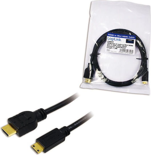 LogiLink HDMI 1.4 High Speed 1080p 120Hz Cable HDMI male - mini HDMI male 1.5m Μαύρο
