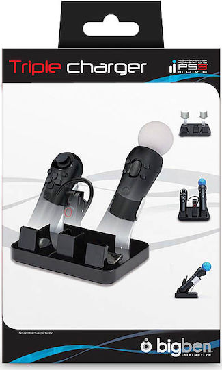 Bigben Interactive Move Tri-Charger PS3 Βάση για 2 χειριστήρια PS3 Μαύρη PS3MTRICHARGER