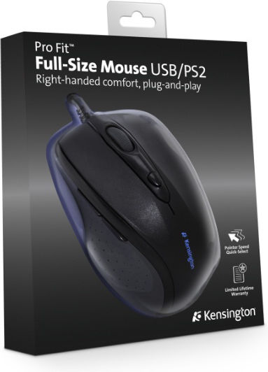 Kensington Pro Fit Wired Full-Size Cu fir Mouse Negru