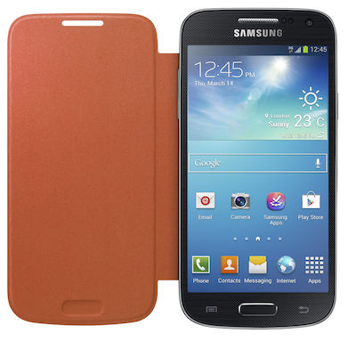 Samsung Flip Cover Buchen Sie Synthetisches Leder Orange (Galaxy S4 Mini) EF-FI919BOEGWW