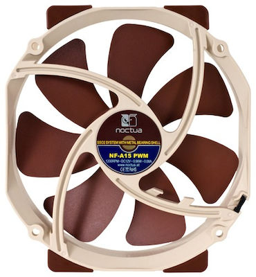 Noctua NF-A15 Gehäuselüfter 140mm mit Verbindung 4-Pin PWM 1Stück Braun