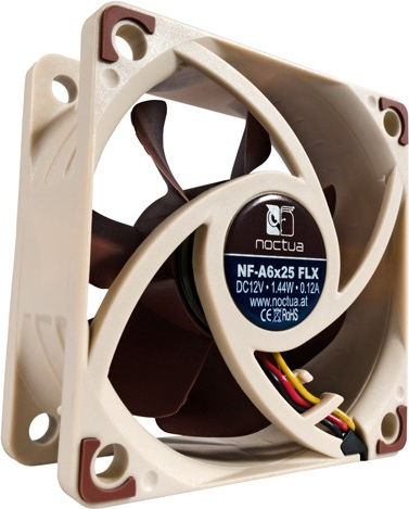 Noctua NF-A6x25 FLX Case Fan 60mm 3000rpm 17.18cfm Without LED Lighting and 3-Pin / 4-Pin Molex Connection Brown