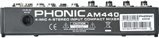 Phonic AM 440 Аналогова конзола 12 канала с Фантомно захранване & 4 XLR входове