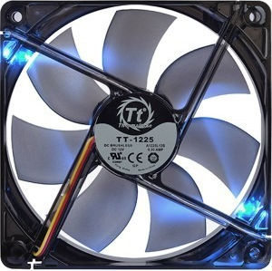 Thermaltake Pure S 12 LED Gehäuselüfter 120mm mit Blau Beleuchtung und Verbindung 3-polig 1Stück Schwarz