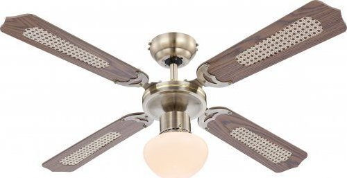 Globo Lighting Champion Ventilator De Tavan 106.6cm Cu Lentile De Mărire Maro / Argintiu