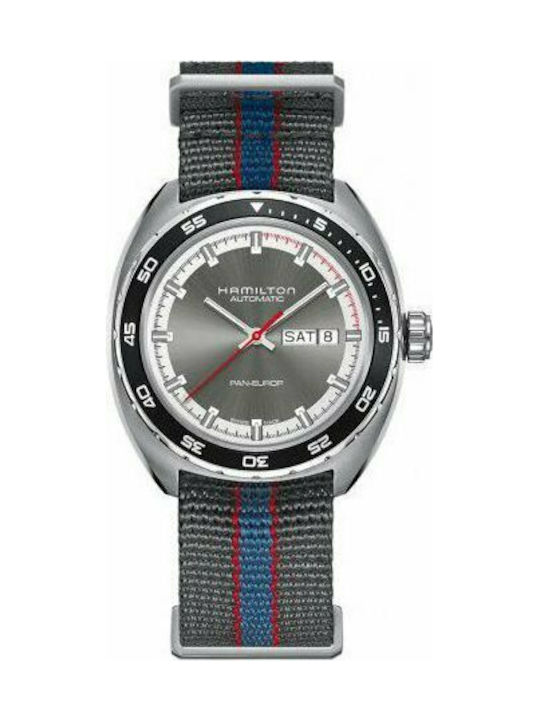 Hamilton Ανδρικό Ρολόι 42mm Αυτόματο με Μαύρο Δερμάτινο Λουράκι