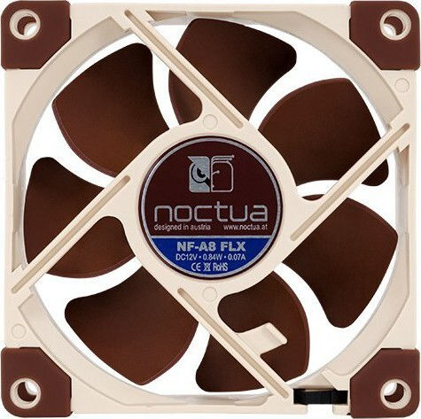Noctua NF-A8 FLX Вентилатор за кутия 80mm (2000rpm / 29.66cfm) Без LED осветление и Свързване 3-Pin Кафяв