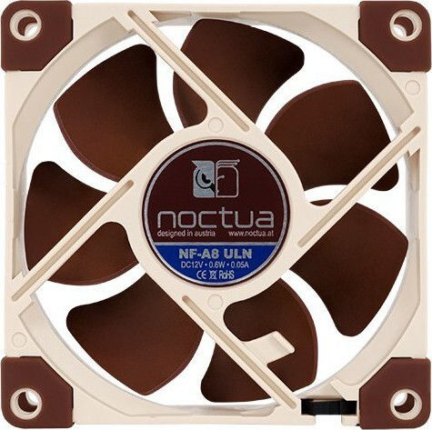Noctua NF-A8 ULN Case Fan 80mm (1400rpm / 20.48cfm) Without LED Lighting and 3-Pin Connection Brown