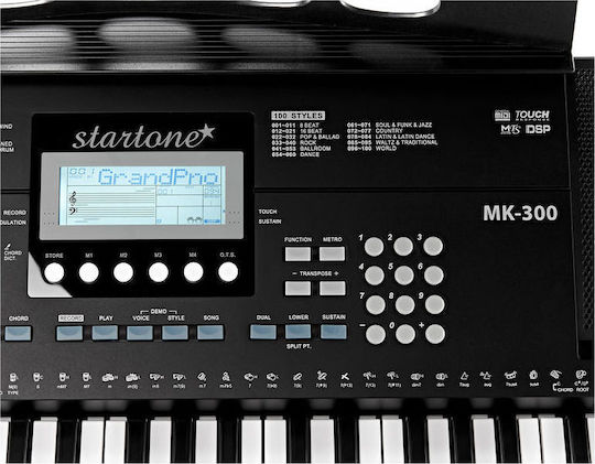 Startone Αρμόνιο MK-300 με 61 Δυναμικά Πλήκτρα με Αναλόγιο Μαύρο