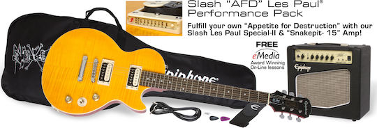 Epiphone Electric Guitar Slash AFD with HH Pickups Layout, Rosewood Fretboard in Amber