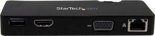 StarTech USB-A Docking Station με DisplayPort Ethernet Μαύρο (USB3SMDOCKHV)