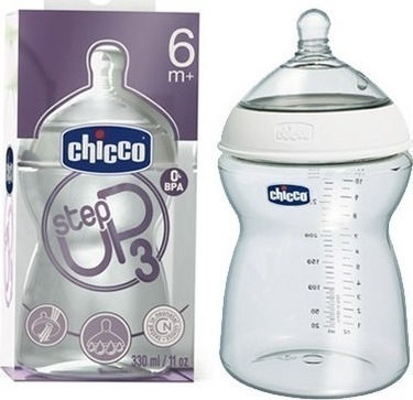 Chicco Plastic Baby Bottle Anti-Colic with Silicone Teat for 6+ Months 330ml