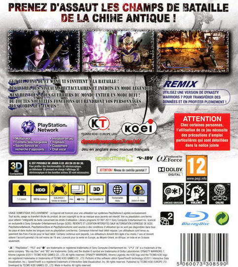 Dynasty Warriors 7 Xtreme Legends Ediția Dinastia Joc PS3