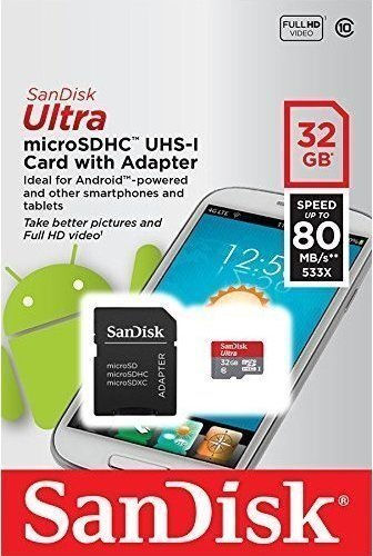 Sandisk Ultra microSDHC 32GB Class 10 A1 UHS-I 80MB/s With Adapter