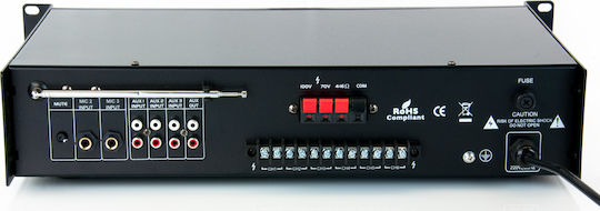 Master Audio MV1100CR Τελικός Ενισχυτής Εγκαταστάσεων 60W/4Ω με 6 Ζώνες 60W/100V και Συνδέσεις USB/FM