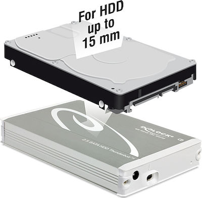 DeLock Hard Drive Case 2.5" SATA III with connection Thunderbolt in Silber color