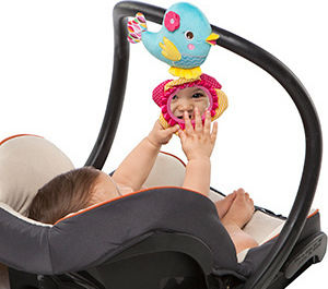 Bright Starts Pendant Toy for Car with Mirror Tweet Reflection In Pink