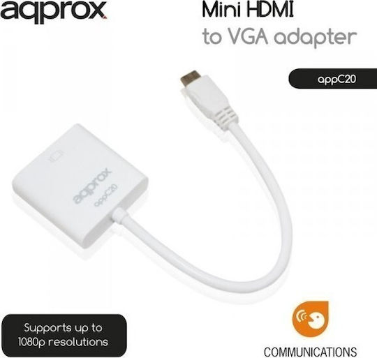 Approx APPC20 Μετατροπέας mini HDMI male σε VGA female Λευκό