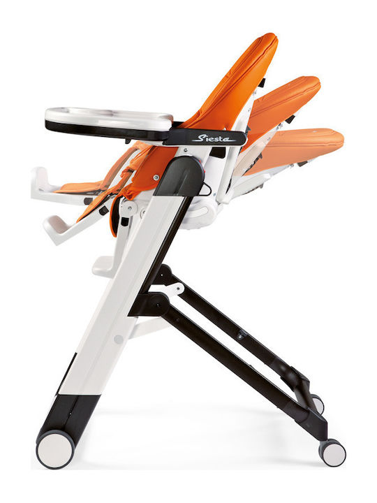 Peg Perego Siesta Foldable Highchair with Metal Frame & Leatherette Seat Orange