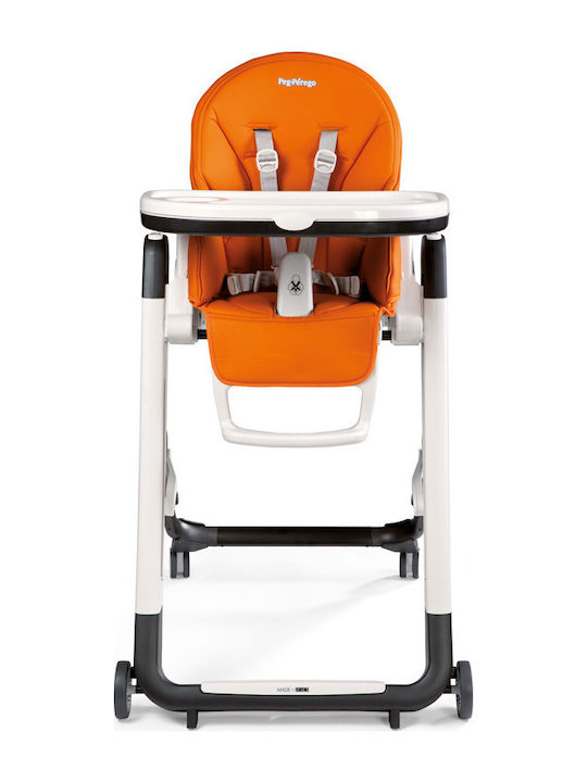 Peg Perego Siesta Foldable Highchair with Metal Frame & Leatherette Seat Orange