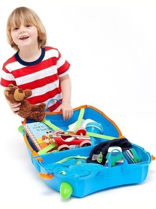 Trunki Terrance Детски Куфар За Пътуване Кабинен Твърд Син С 4 Колела Височина 31см