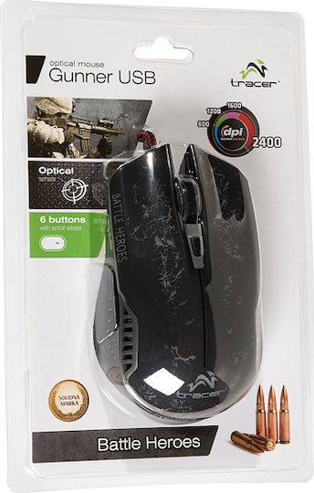 Tracer Battle Heroes Gunner RGB Gaming Gaming Maus Schwarz