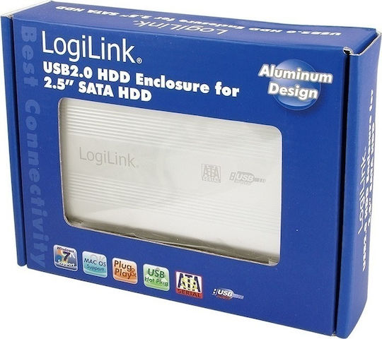LogiLink Case for Hard Drive 2.5" SATA III with Connection USB 2.0 Silver