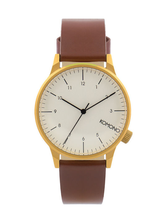 Komono Winston Regal Chestnut Ρολόι με Δερμάτινο Λουράκι