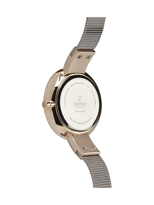 Obaku Watch with Pink Gold Metal Bracelet V149LXVIMC