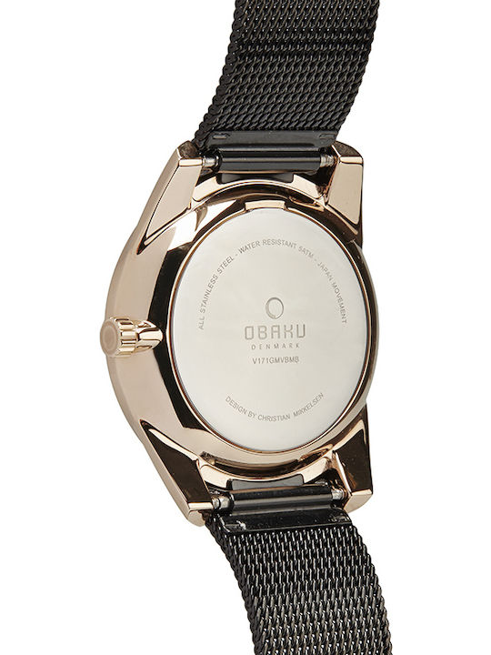 Obaku Damen Uhr mit Schwarz Metallarmband