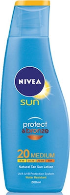 Nivea Sun Protect & Bronze Αδιάβροχη Αντηλιακή Λοσιόν για το Σώμα SPF20 200ml