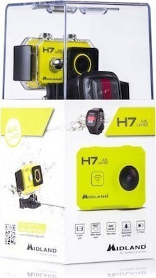 Midland H7 Action Camera 4K Ultra HD Υποβρύχια (με Θήκη) με WiFi Κίτρινη με Οθόνη 2"