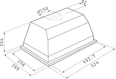 Pyramis Τζάκι Turbo Essential Μηχανισμός Απορρόφησης 52.4cm Inox