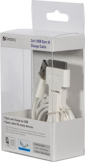 Sandberg USB to Apple 30-Pin/micro USB/mini USB Cable (440-55)
