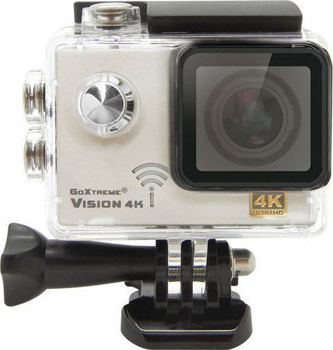 EasyPix GoXtreme Vision 4K 64GB Action-Kamera 4K Ultra HD Unterwasser (mit Gehäuse) und Wi-Fi Silber
