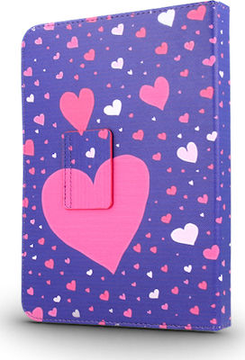 Hearts Flip Cover Synthetic Leather Multicolour (Universal 7-8") GSM013594