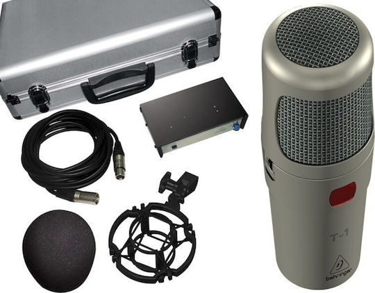 Behringer T-1 Πυκνωτικό Μικρόφωνο XLR Shock Mounted για Φωνητικά σε Ασημί Χρώμα