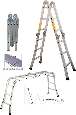 Profal Multipurpose Ladder 4x4 with Maximum Height 4.68m