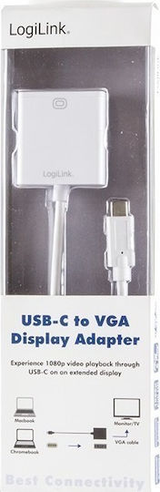 LogiLink Μετατροπέας USB-C male σε VGA female Λευκό 1τμχ UA0237