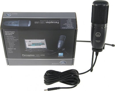 AKG Πυκνωτικό Μικρόφωνο USB P120 USB Τοποθέτηση Shock Mounted/Clip On Φωνής Black