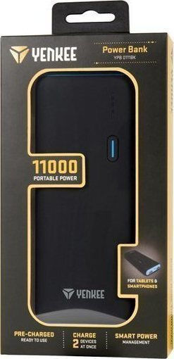 Yenkee YPB 0111 Power Bank 11000mAh με 2 Θύρες USB-A Μαύρο