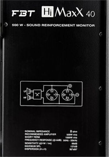 FBT HIMAXX 40 26938 Пасивен Говорител PA 500W με Woofer 12" 40.7x37x63.4εκ. σε Черен Χρώμα