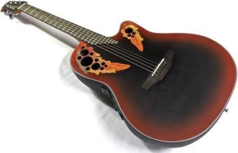 Ovation Akustisch Gitarre Elite Celebrity Mid Depth Ausschnitt Rot / Sunburst