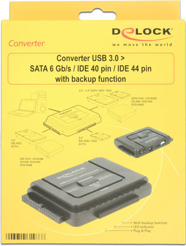 DeLock 61486 Converter USB 3.0 to SATA / IDE40 / IDE44 Black