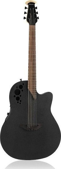 Ovation Semi-Acoustic Guitar Elite TX Mid Depth Cutaway Black