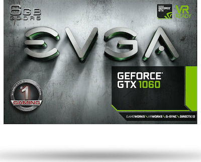 EVGA GeForce GTX 1060 6GB GDDR5 Gaming Κάρτα Γραφικών PCI-E x16 3.0 με HDMI και 3 DisplayPort