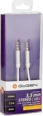 GoGEN GoGEN 3.5mm Jack Cable - 3.5mm Male to Male White 1.5m with Gold Plated Terminals JACK150MM02