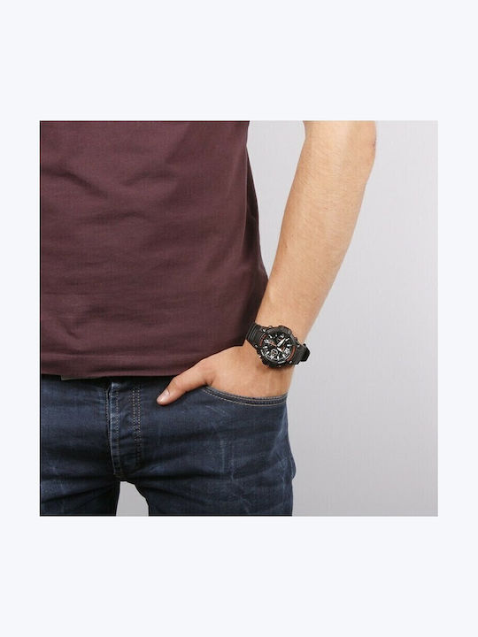 Casio Ανδρικό Ρολόι 50mm Χρονογράφος Μπαταρίας με Μαύρο Καουτσούκ Λουράκι