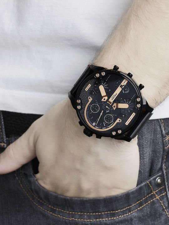 Diesel Mr Daddy 2.0 Ανδρικό Ρολόι 57mm Χρονογράφος Μπαταρίας με Μαύρο Μεταλλικό Μπρασελέ