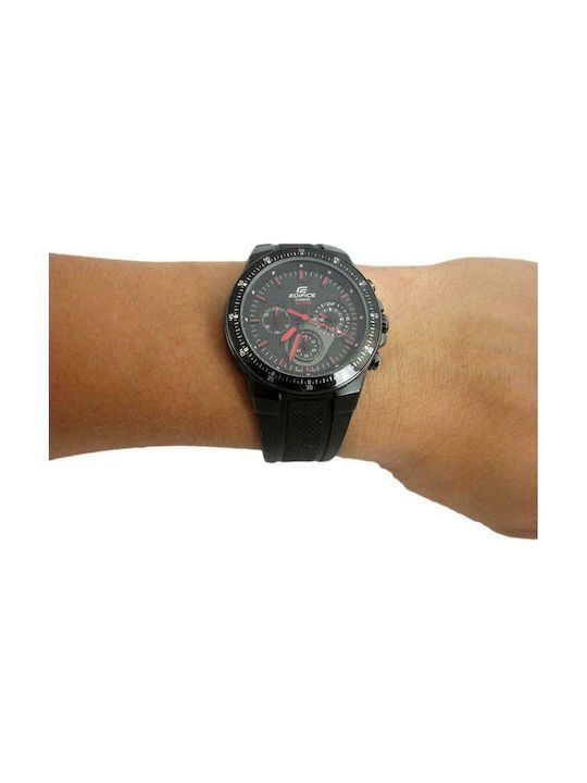 Casio Edifice Ανδρικό Ρολόι 44mm Χρονογράφος Μπαταρίας με Μαύρο Καουτσούκ Λουράκι